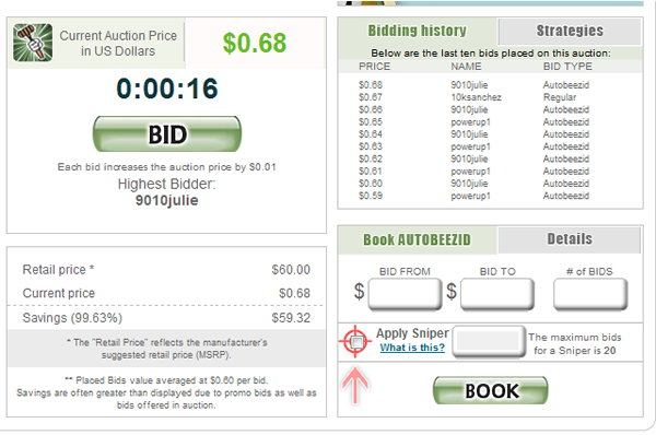 Beezid.com Bidding Interface - Load up your Auto Bidder